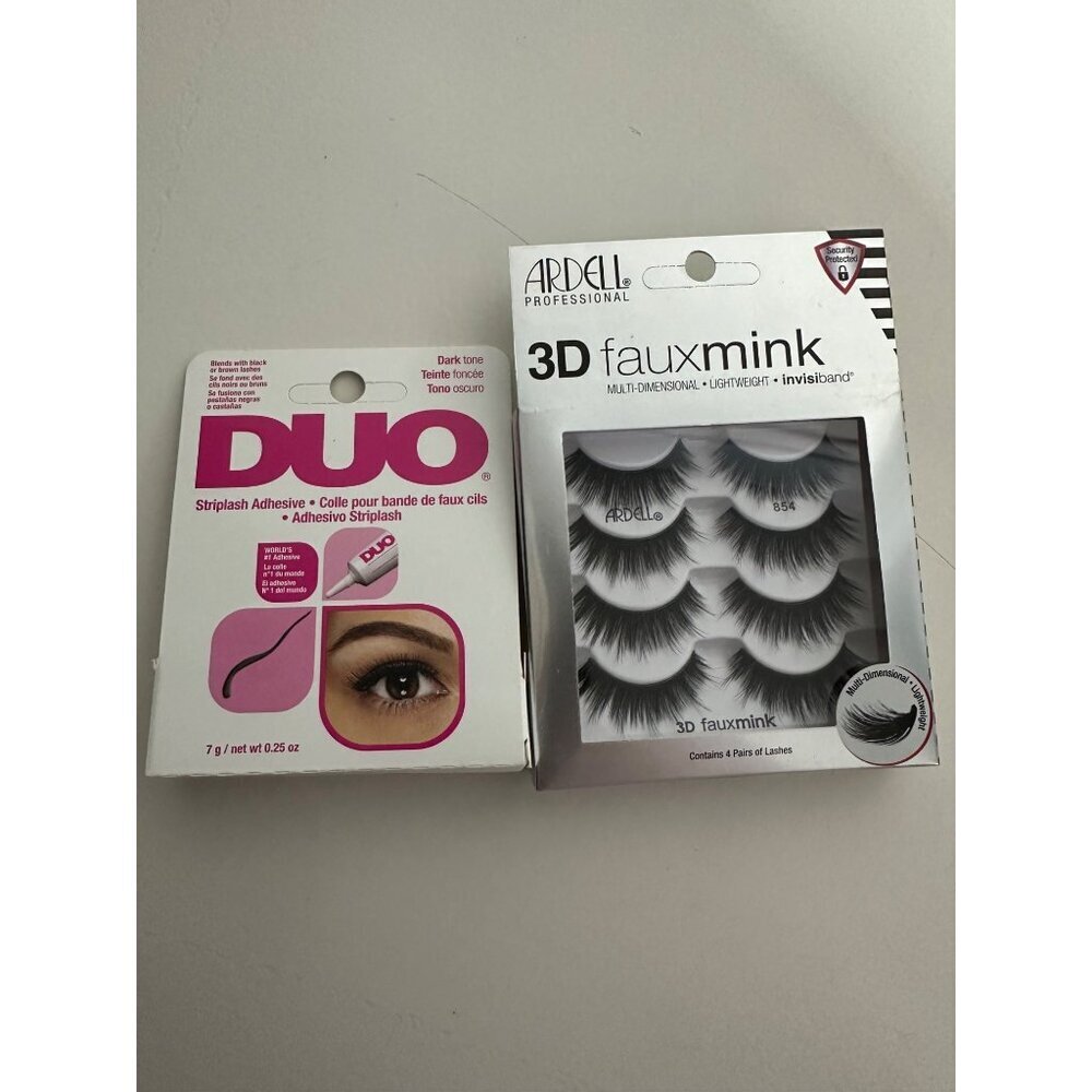 Ardell Professional 3D Faux mink with 4 pair of lashes (854) & DUO Dark tone
